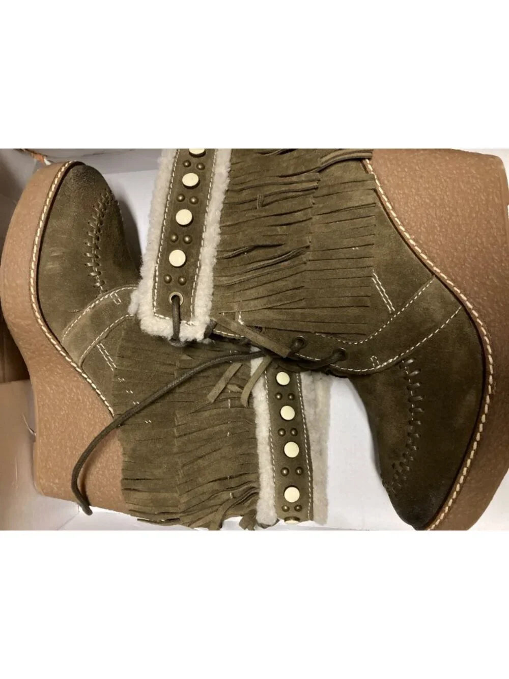 Sam Edelman Women's Suede  Boot Bootie Size 8 US Moss Green New In Box